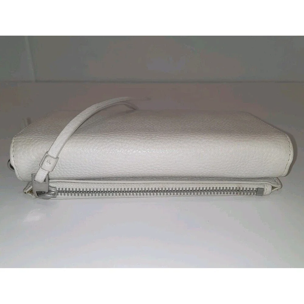 AllSaints Fetch Ecru Ivory Pebbled Leather Wallet Clutch Handbag Bag